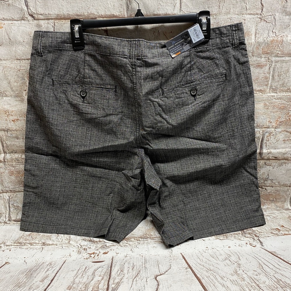 Marc Anthony Mens Slim Fit Stretch Shorts Black Tie Textured Grey Size 36 NWT